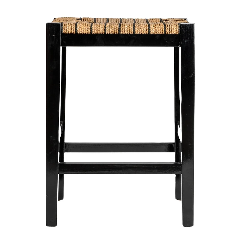 Hello Honey® 25" Seagrass & Wood Backless Bar Stool