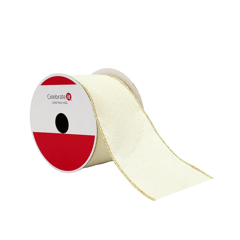 2.5" x 20ft. Cream Shimmer Wired Ribbon by Celebrate It®