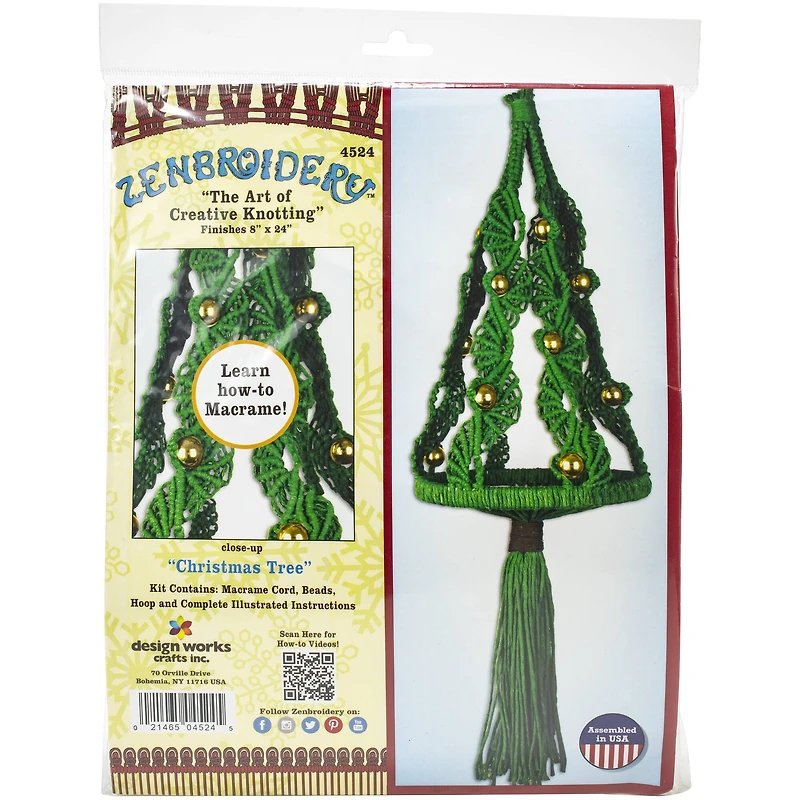 Design Works™ Zenbroidery™ Christmas Tree Macramé Wall Hanging Kit