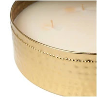 Jasmine Scented 4-Wick Candle in Wide Hammered Gold Bowl