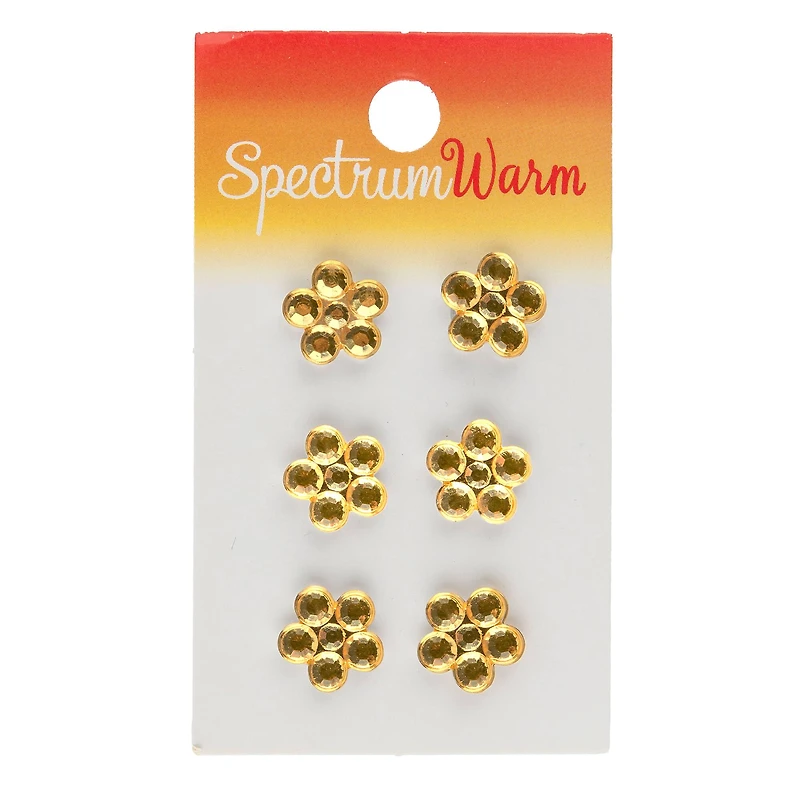 Spectrum Warm 1/2" Yellow Gem Flower Shank Buttons, 6ct.