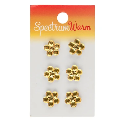 Spectrum Warm 1/2" Yellow Gem Flower Shank Buttons, 6ct.