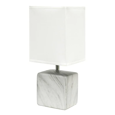 Simple Designs White Marbled Ceramic Table Lamp