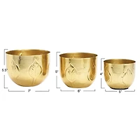 Hello Honey® Antique Gold Debossed Metal Planter Set