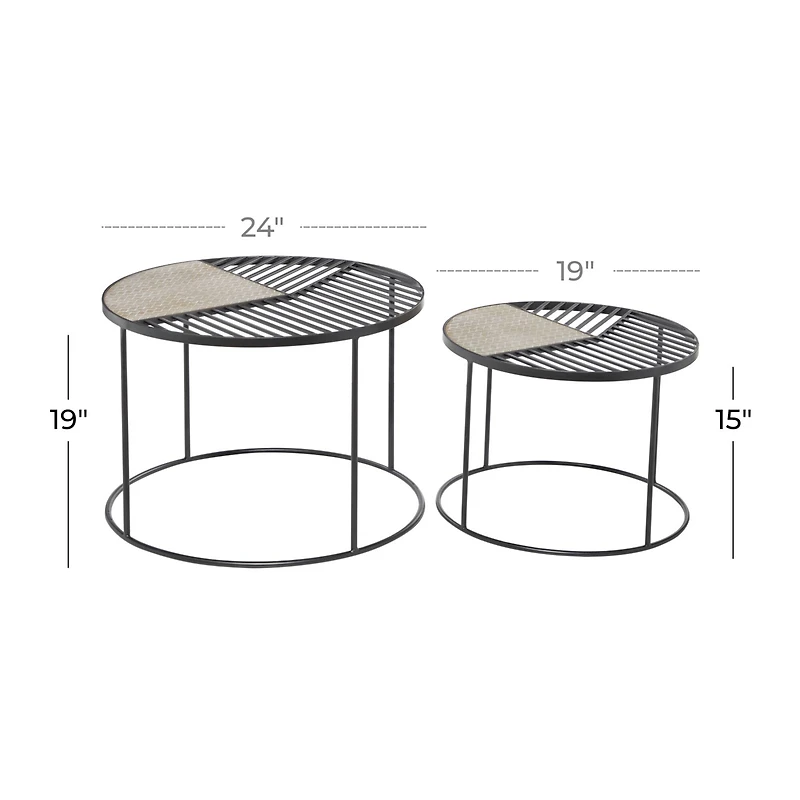 Black Metal Contemporary Accent Table Set