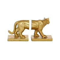 5" Gold Iron Cougar Glam Bookends