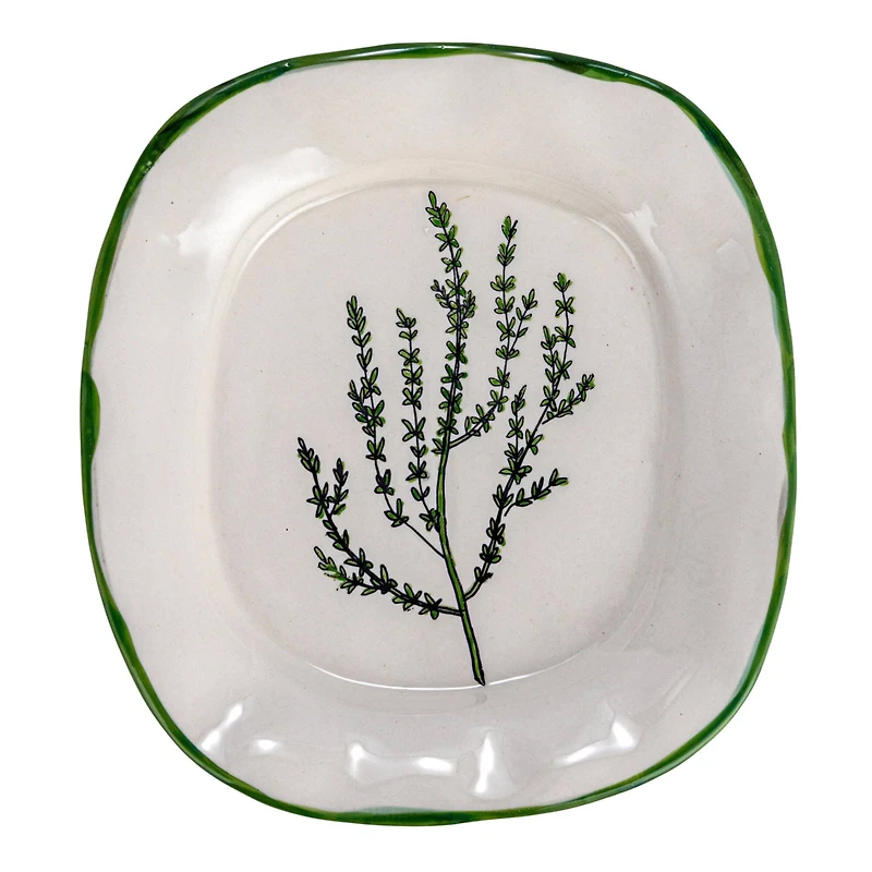 Hello Honey® 7.75" Vegetable & Herb Print Stoneware Plate Set