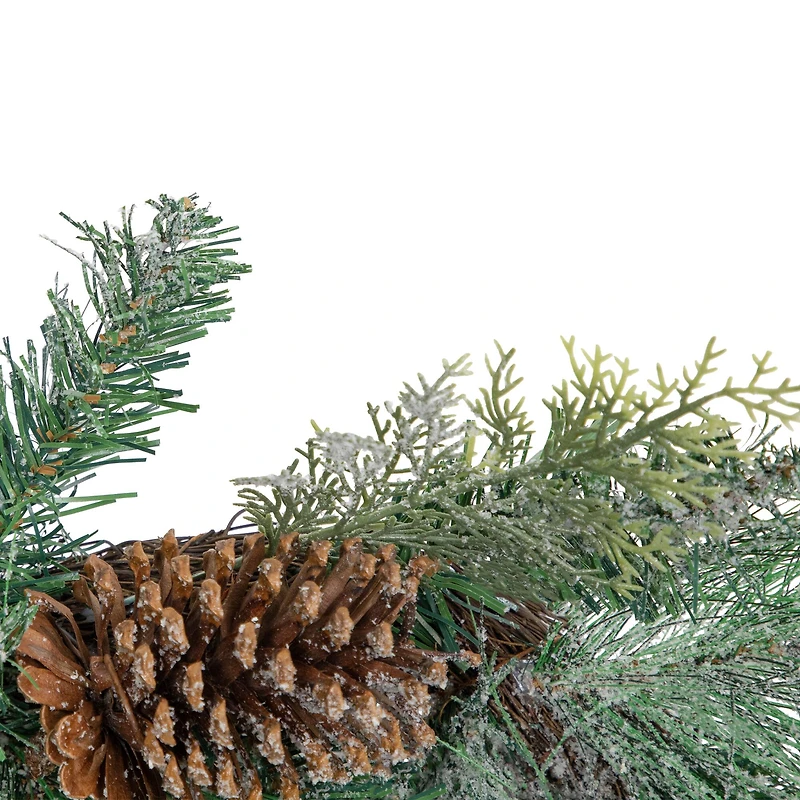 Artificial Mixed Pine with Pine Cones & Gold Glitter Garland, Unlit