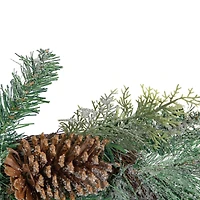 Artificial Mixed Pine with Pine Cones & Gold Glitter Garland, Unlit