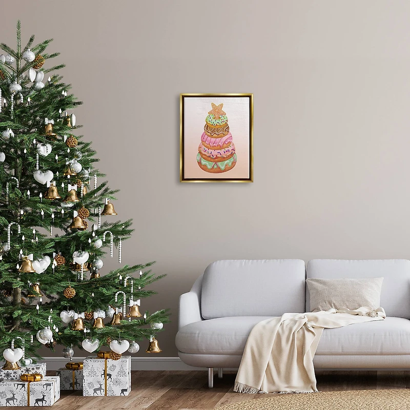 Stupell Industries Seasonal Sweets Stacked Donuts Framed Floater Canvas Wall Art