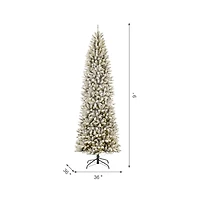 9ft. Pre-Lit Flocked Fir Artificial Christmas Tree, Warm White LED Lights