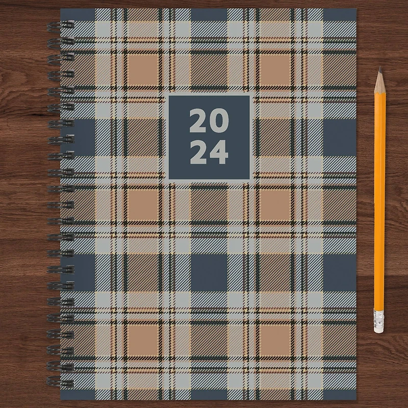 TF Publishing 2024 Neutral Plaid Medium Weekly Monthly Planner