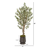 5ft. Olive Tree in Ribbed Metal Planter