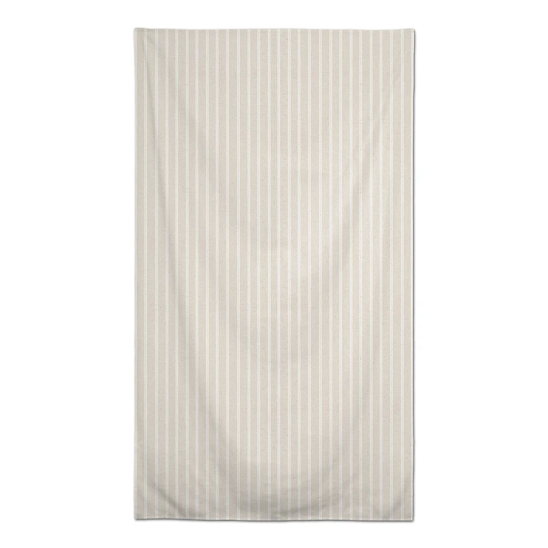 Cream & White Ticking Stripe Cotton Tablecloth