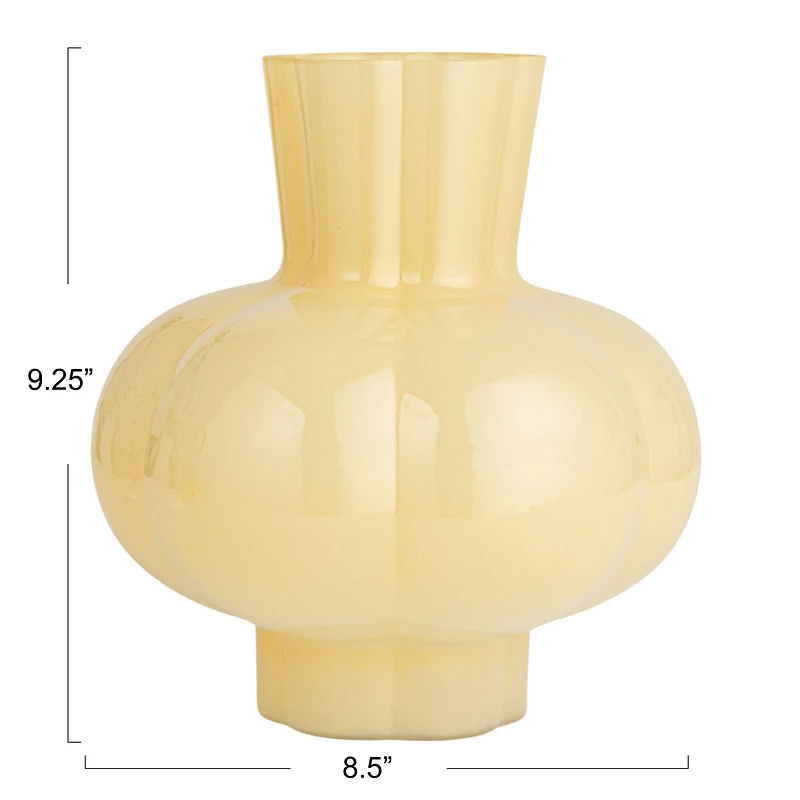 Hello Honey® 9.25" Light Yellow Round Opaque Glass Vase