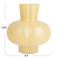 Hello Honey® 9.25" Light Yellow Round Opaque Glass Vase