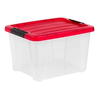 IRIS® 20.5qt. Clear Holiday Storage Boxes with Red Buckle Lids, 4ct.