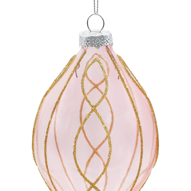 6" Pink & Gold Finial Glass Ornament by Ashland®