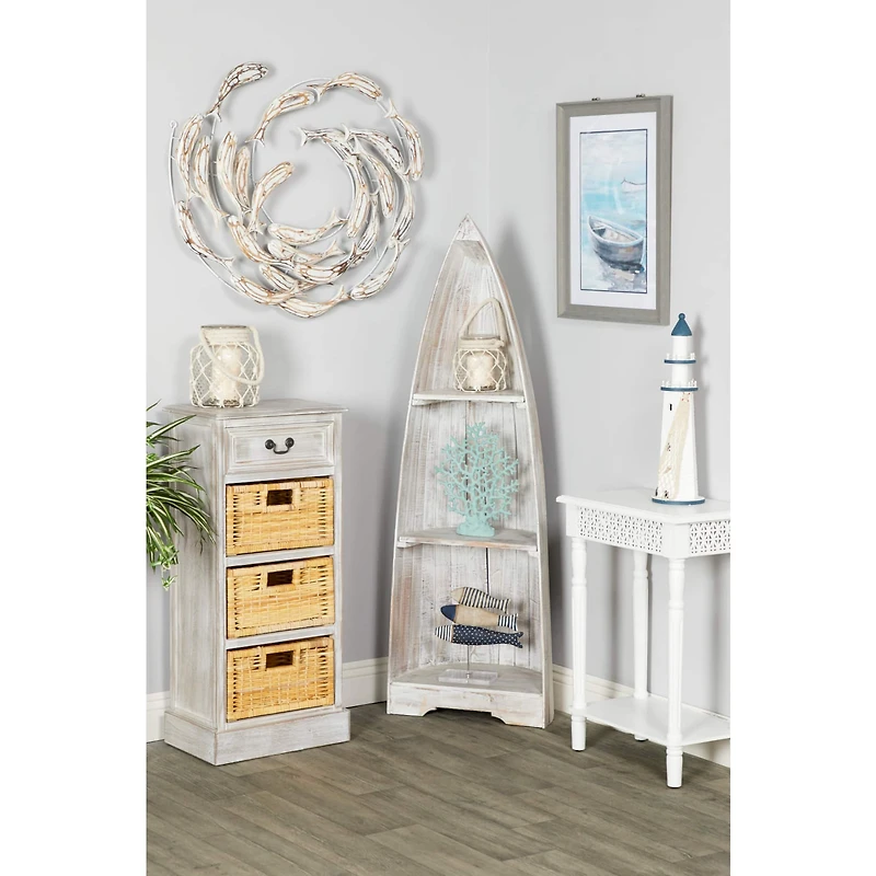 Silver Coastal Fish Wood Wall Decor, 32" x 28"