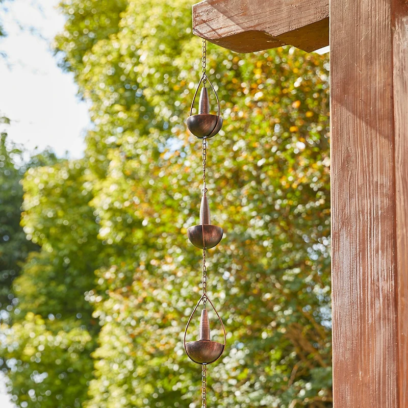 Glitzhome® 8.5ft. Copper Bowl & Bell Shaped Rain Chain