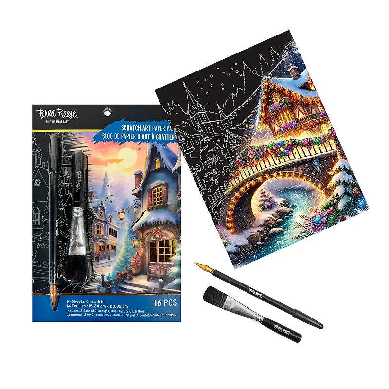 Brea Reese™ 6" x 8" Christmas Village Scratch Art Paper Pad