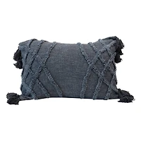 Hello Honey® Stonewashed Blue Tufted Chevron Pattern Slub Pillow