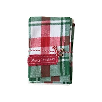 Hello Honey® 28" Brushed Cotton Flannel & Linen Tea Towel with Merry Christmas Embroidery Set