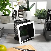 Kitchen Details Industrial Collection Matte Black Tablet and Utensil Holder