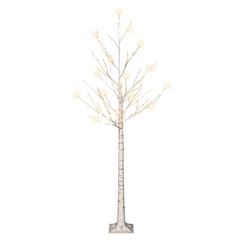 6ft. Pre-Lit White Artificial Twig Tree, Warm White LED Lights