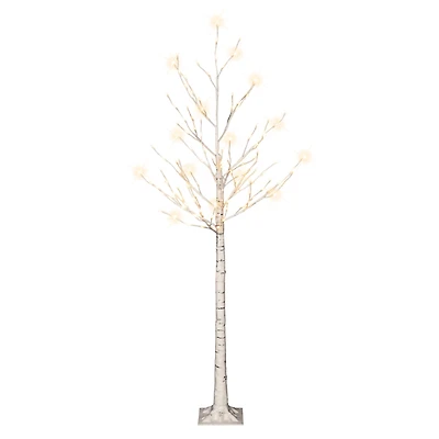6ft. Pre-Lit White Artificial Twig Tree, Warm White LED Lights