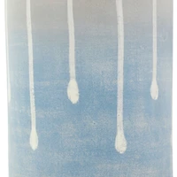 15" Blue & Gray Ceramic Abstract Ombre Drip Vase