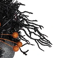 24'' Unlit Orange Ornaments and Ghost Halloween Pine Wreath