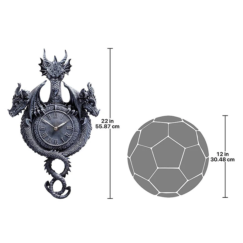 Design Toscano Past, Present, Future Sculptural Dragon Wall Clock