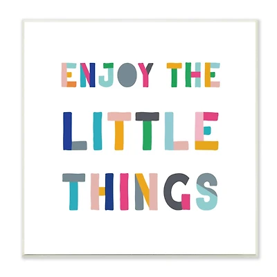 Stupell Industries Enjoy Little Things Kids' Motivational Phrase Block Typography,12" x 12"