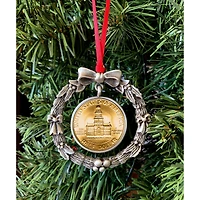 Gold Plated Bicentennial JFK Half Dollar Wreath Ornament 
