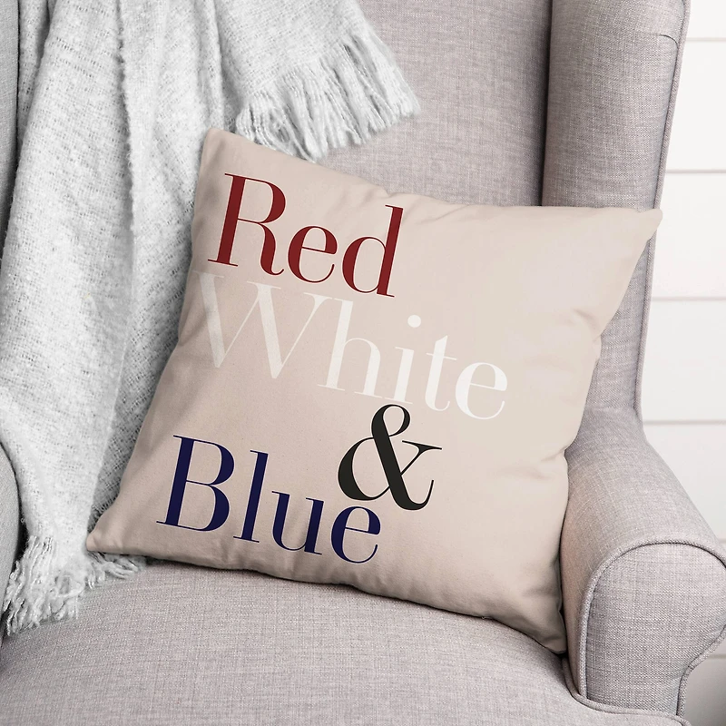 Red, White & Blue Type Throw Pillow