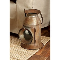 19" Gray Iron Rustic Candle Holder Lantern