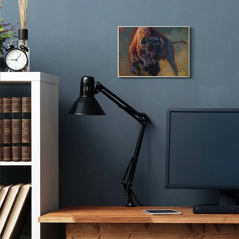 Stupell Industries Running Bull Portrait Masculine Cattle Pose Wall Plaque