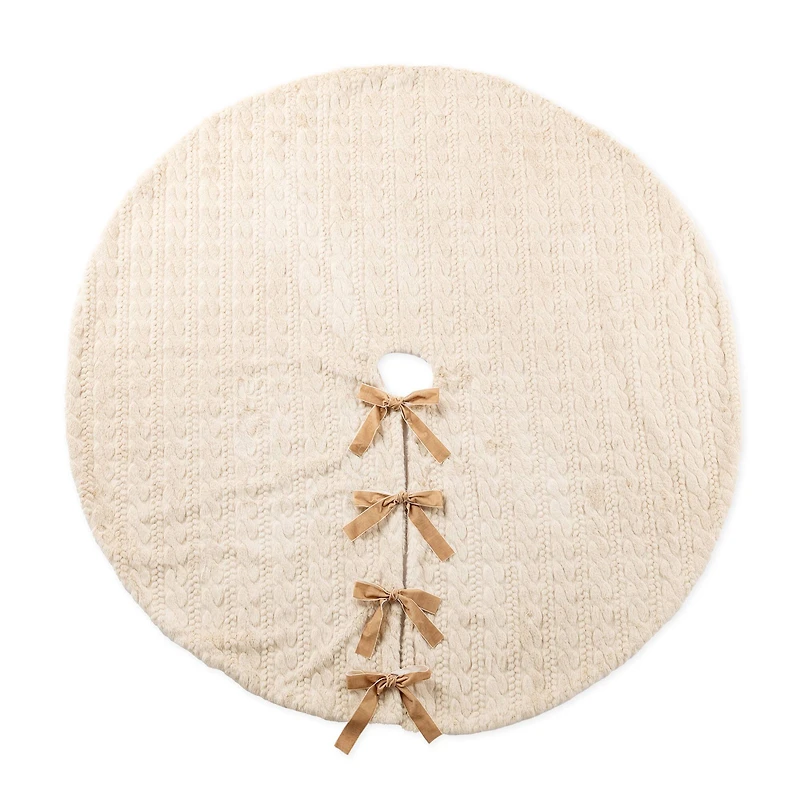 Glitzhome® 60"D Reversible Twisted Faux Marten Fur Christmas Tree Skirt