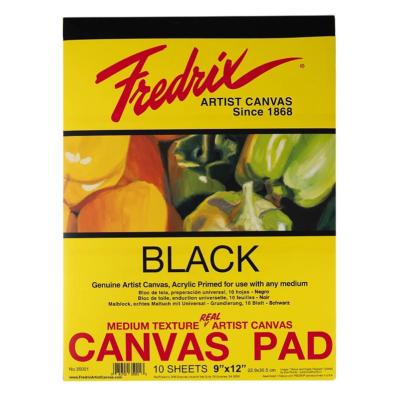 Fredrix Creative Series 9" x 12" Black Canvas Pad