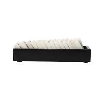 Hello Honey® 9" Black and White Handmade Alabaster Dominos in Soapstone Tray