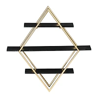 Hello Honey® Wood & Gold Diamond Wall Shelf