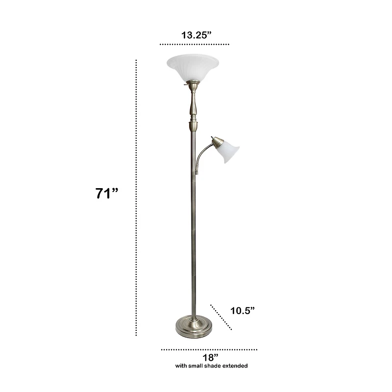Lalia Home Torchiere Floor Lamp with Reading Light