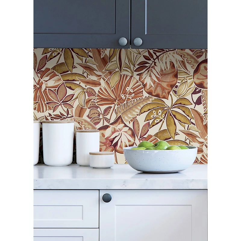 Caroline et Bettina Amber Feuilles Peel & Stick Wallpaper