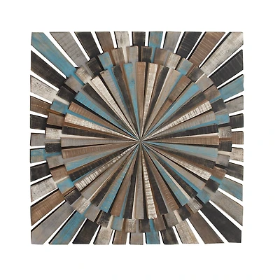36" Multicolor Radial Wood Wall Décor