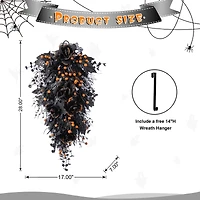 Glitzhome® 28"H Halloween Black Rose and Berry Swag with Hanger