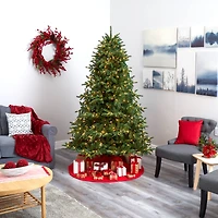 7ft. Pre-Lit South Carolina Spruce Artificial Christmas Tree, White Warm LED Lights