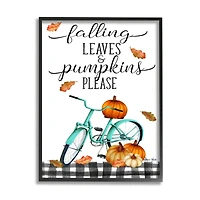 Stupell Industries Fall Leaves Pumpkin & Turquoise Bicycle Framed Wall Art