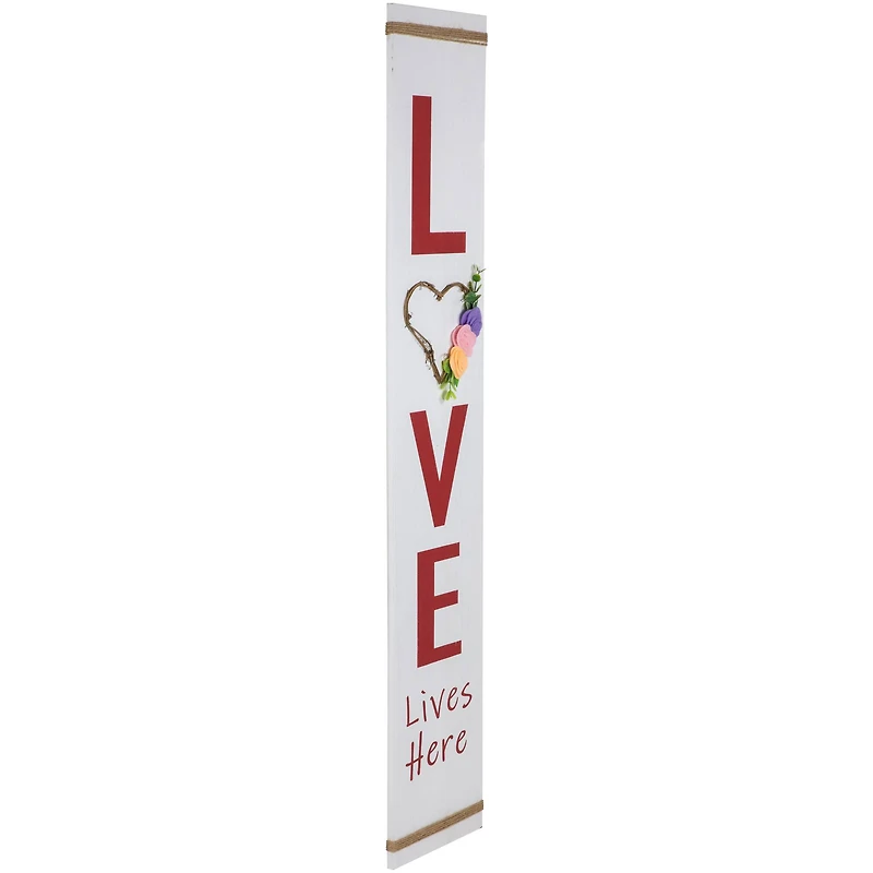 39.25" Valentine's Day Love Lives Here Wooden Porch Board Sign