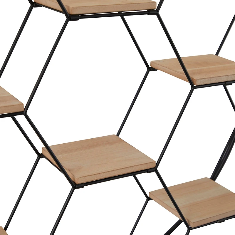 Black Metal Round 7 Shelves Wall Shelf 28" x 5" x 28"